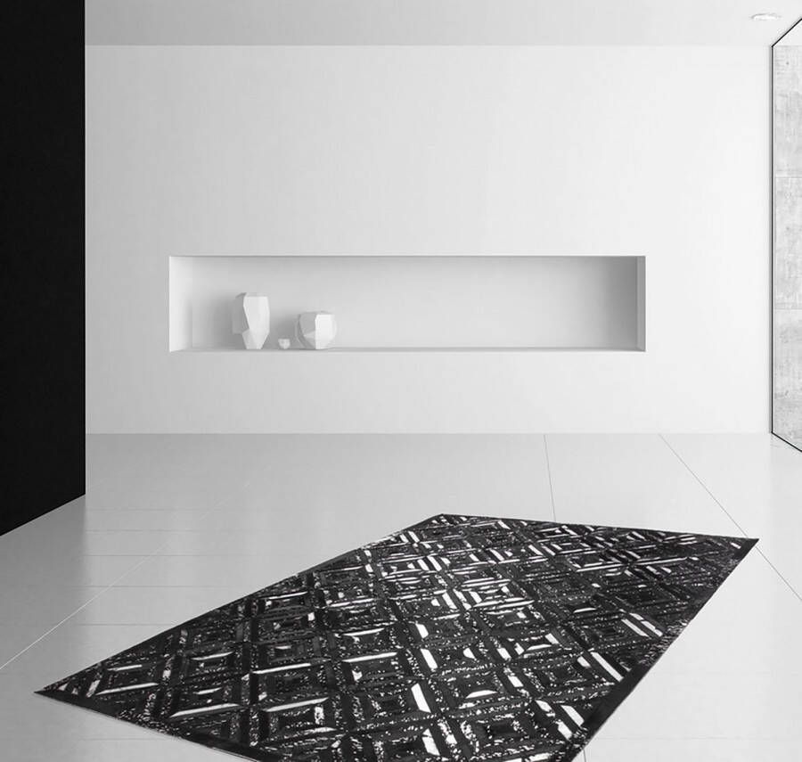 Kayoom Vloerkleed Spark 410 100% leer uniek pluisvrij geschikt voor allergieën & vloerverwarming