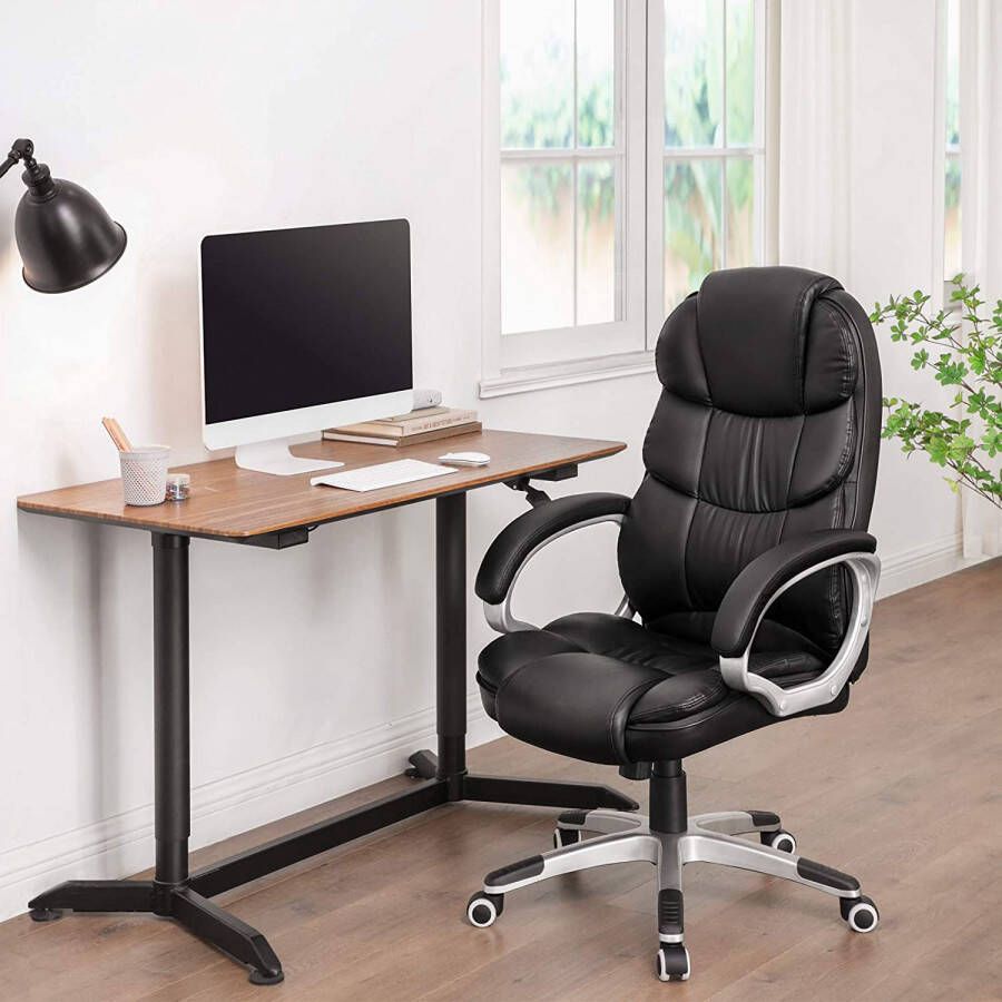Songmics bureaustoel Computer stoel Bureaustoel Met Luxe Bekleding Hoogte Aanpassing OBG65BK - Foto 1