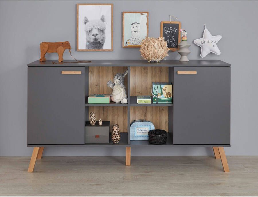 Trendteam smart living Sideboard hout wit massief beuken 160 x 86 x 42 cm