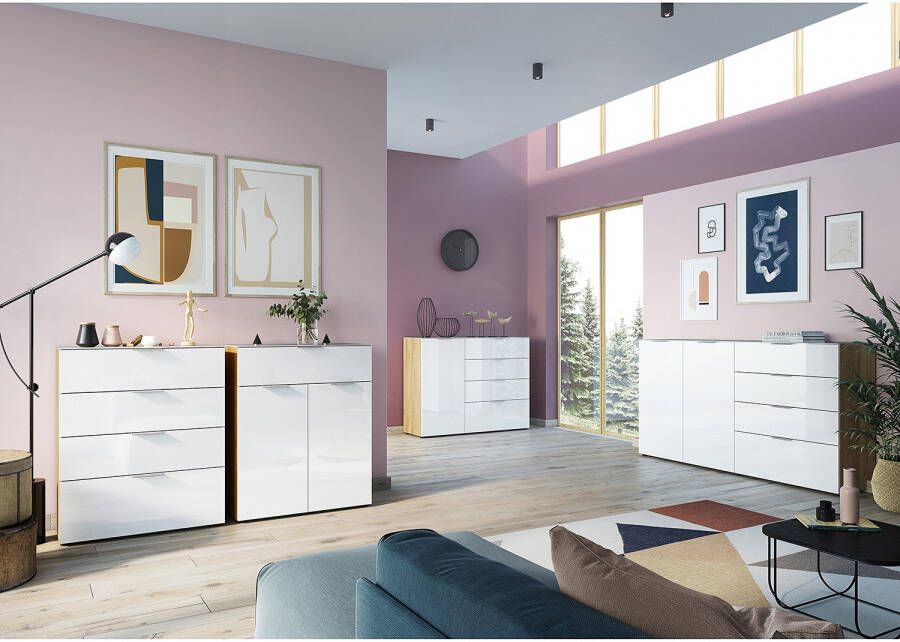 GERMANIA Dressoir OAKLAND in 2 breedten fronten en bovenblad met glas-inlay - Foto 3