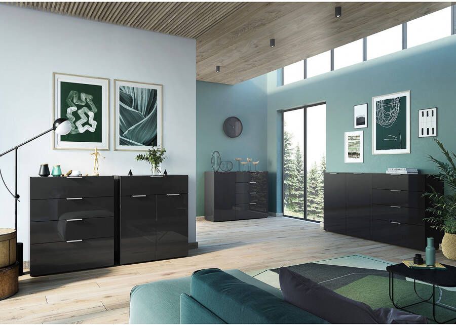 GERMANIA Dressoir OAKLAND in 2 breedten fronten en bovenblad met glas-inlay