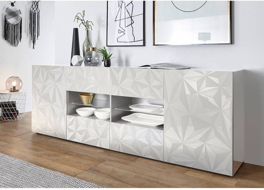 Vente-unique Buffetkast ERIS 2 deuren en 4 lades Wit gelakt L 241 cm x H 84 cm x D 42 cm - Foto 4