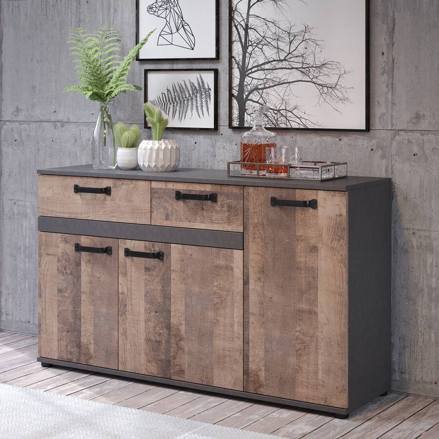 Trendteam smart living Stripe sideboard eiken tabak-matera 142 x 83 x 41 cm