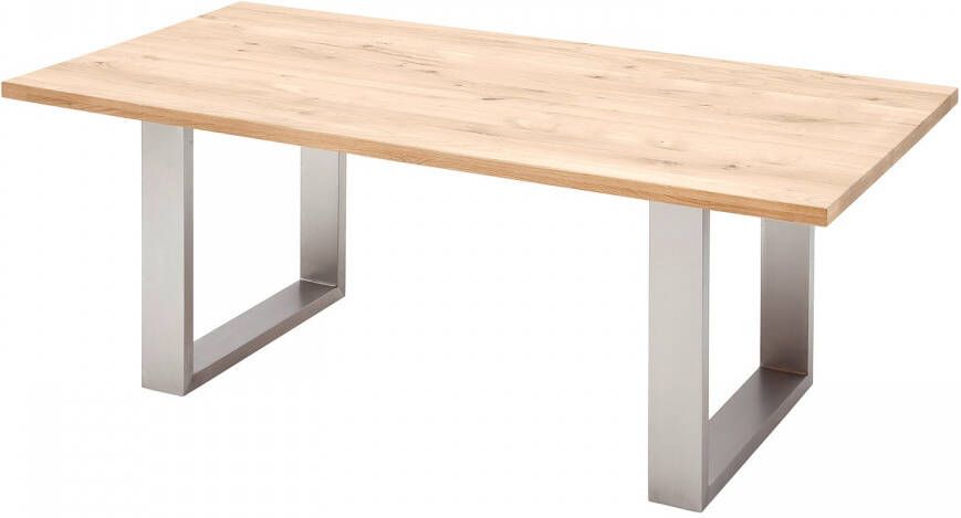 MCA furniture Eettafel Greta Eettafel massief hout met schaaldeel of rechte rand