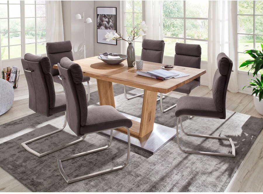 MCA furniture Eettafel Greta Eettafel massief hout met boomstamrand rechte rand of tafelblad
