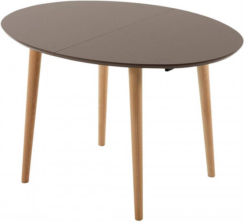 Kave Home Oqui ovale uitschuifbare tafel bruin gelakt MDF en beukenhouten poten 140 (220) x 90 cm - Foto 2
