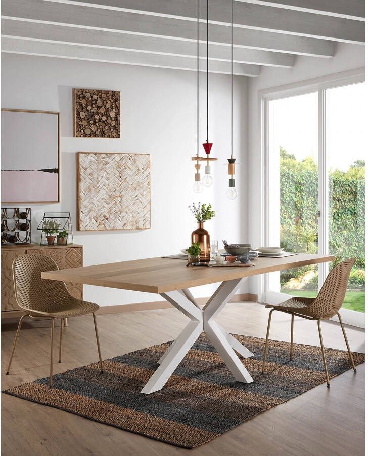 Kave Home Argo tafel 180 cm natuurlijke melamine wit benen - Foto 2