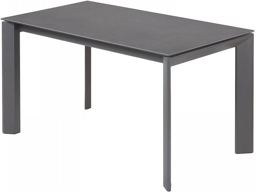 Kave Home Axis uitschuifbare tafel van porselein met antraciet stalen poten 140 (200) cm (mtk0116)