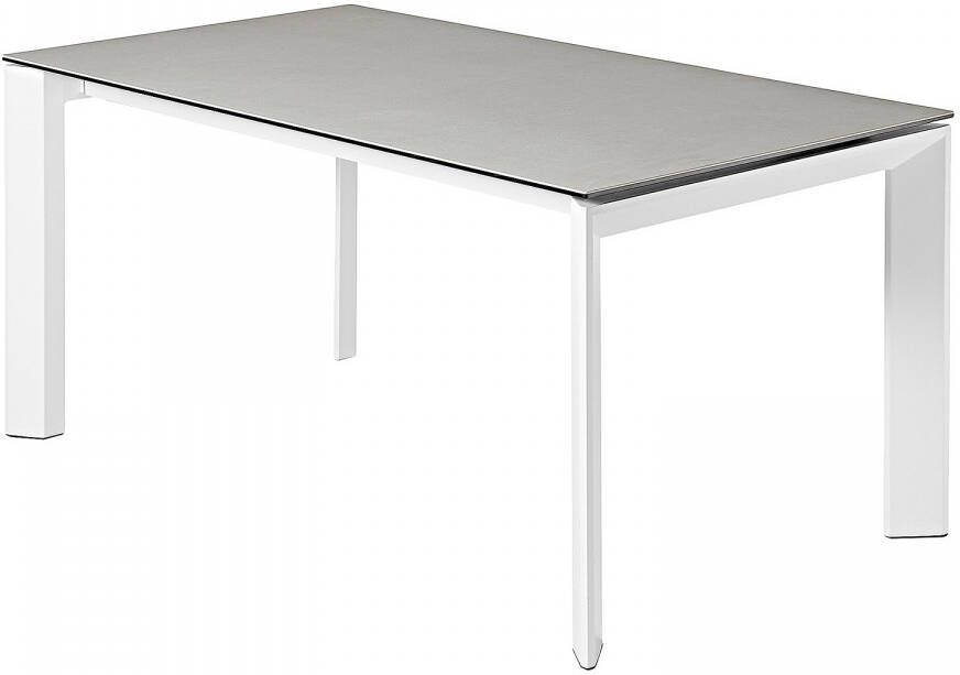 Kave Home Axis uitschuifbare tafel porselein met vulcano roca afwerking en witte poten 140 (200) cm (mtk0116)