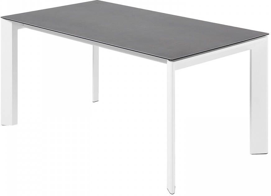Kave Home Axis uitschuifbare tafel van porselein met l witte poten 160 (220) cm (mtk0116)