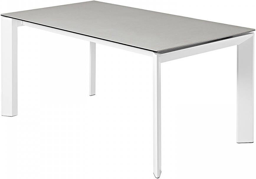 Kave Home Axis uitschuifbare tafel 160 (220) cm porselein afwerking Hydra-draad wit benen - Foto 2