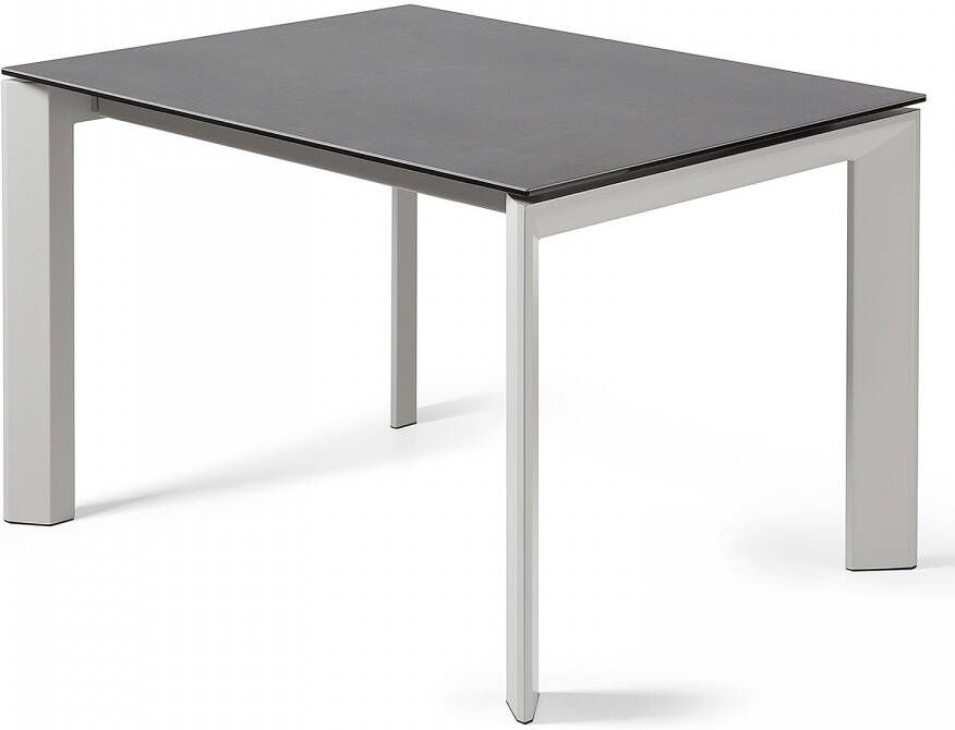 Kave Home Axis uitschuifbare tafel porselein met vulcano roca afwerking en grijze poten 120 (180) cm - Foto 2