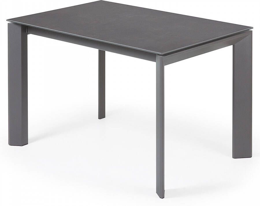 Kave Home Axis uitschuifbare tafel van porselein met antraciet stalen poten 120 (180) cm (mtk0116)