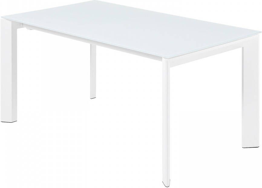 Kave Home Axis uitschuifbare tafel porselein met vulcano roca afwerking en witte poten 140 (200) cm (mtk0116)