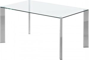 Kave Home Spot glazen tafel met stalen poten en chroom afwerking 162 x 92 cm