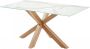 Kave Home Argo tafel in wit porselein met hout-effect stalen poten 160 x 90 cm - Thumbnail 1