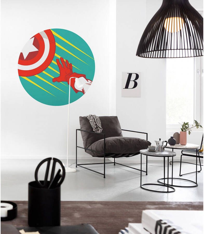 Komar Fotobehang Avengers Captain's Shield Pop Art 125 x 125 cm (breedte x hoogte) rond en zelfklevend