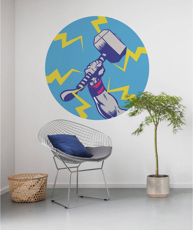 Komar Fotobehang Avengers Thor's Hammer Pop Art 125 x 125 cm (breedte x hoogte) rond en zelfklevend