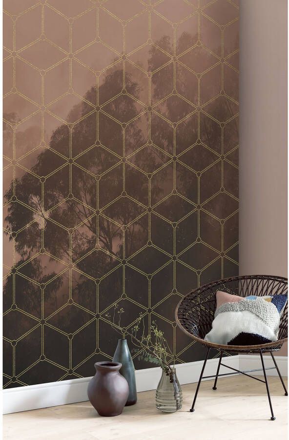 Komar Vliesbehang Pure gouden Grid 200x250 cm (breedte x hoogte) vliesbehang 100 cm baanbreedte (1 stuk) - Foto 4