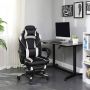Songmics Gaming chair bureaustoel met voetsteun bureaustoel met hoofdsteun en lendenkussen in hoogte verstelbaar ergonomisch 90-135° kantelhoek tot 150 kg draagvermogen zwart-wit - Thumbnail 2