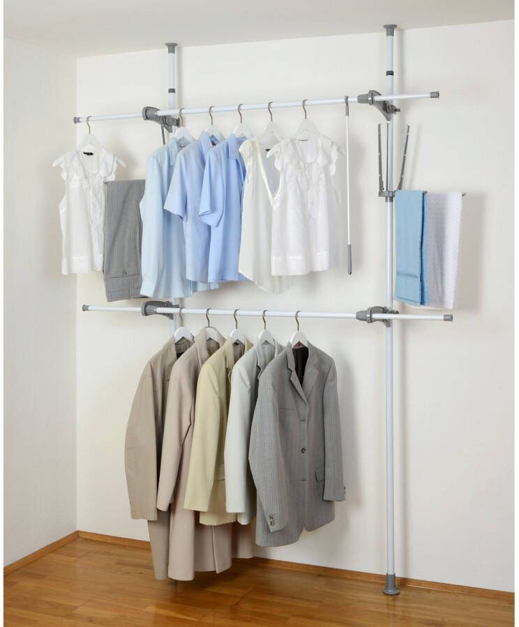 Wenko Kledingrek Herkules Flex 116-190 X 165-300 X 36 Cm Rvs Wit