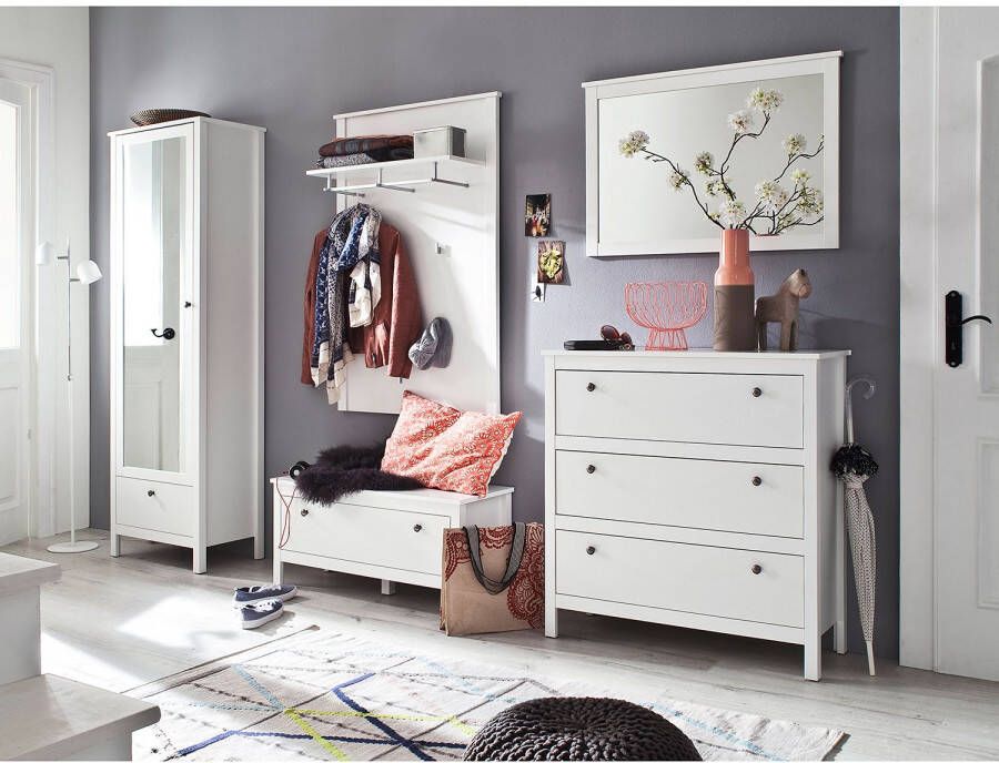 Trendteam smart living Garderobebank kabinet schoenenkast Ole 91 x 45 x 35 cm in wit met veel opbergruimte