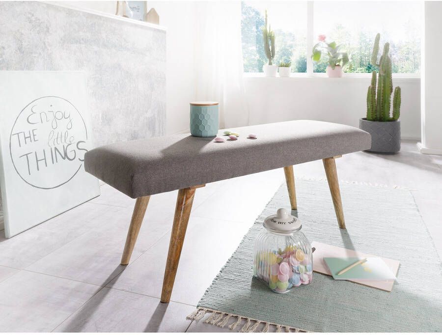 Ervesto SALIM Bank Eetkamerbank Flurbank Grijs Massief Hout Comfortabele Zitting Retro-Stijl