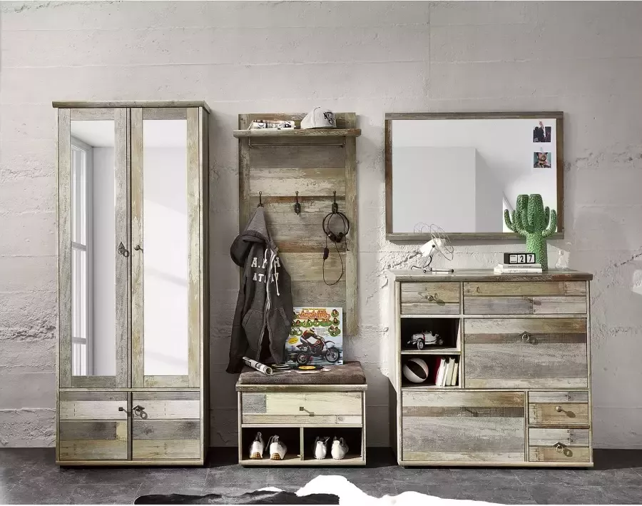 Emob Garderobekast Clem 78cm met 4 deuren driftwood