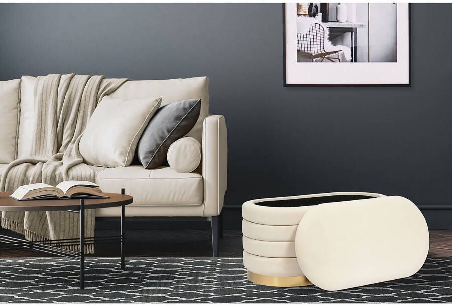 Kayoom Zitbank Aiden 125 Elegante uitstraling door gouden basis fluwelen zacht met opbergruimte stevige roestvrijstalen basis gezellig ontwerp (1 stuk)