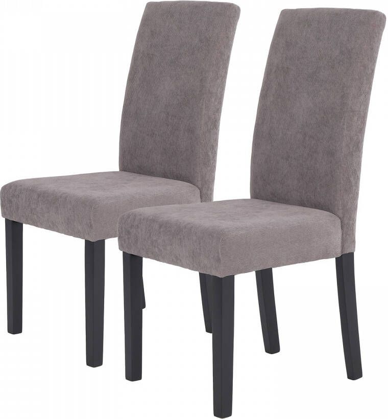 ByLIVING Stoel SILVIO Bekleding in cord of fluweel massief houten poten (set 2 stuks)