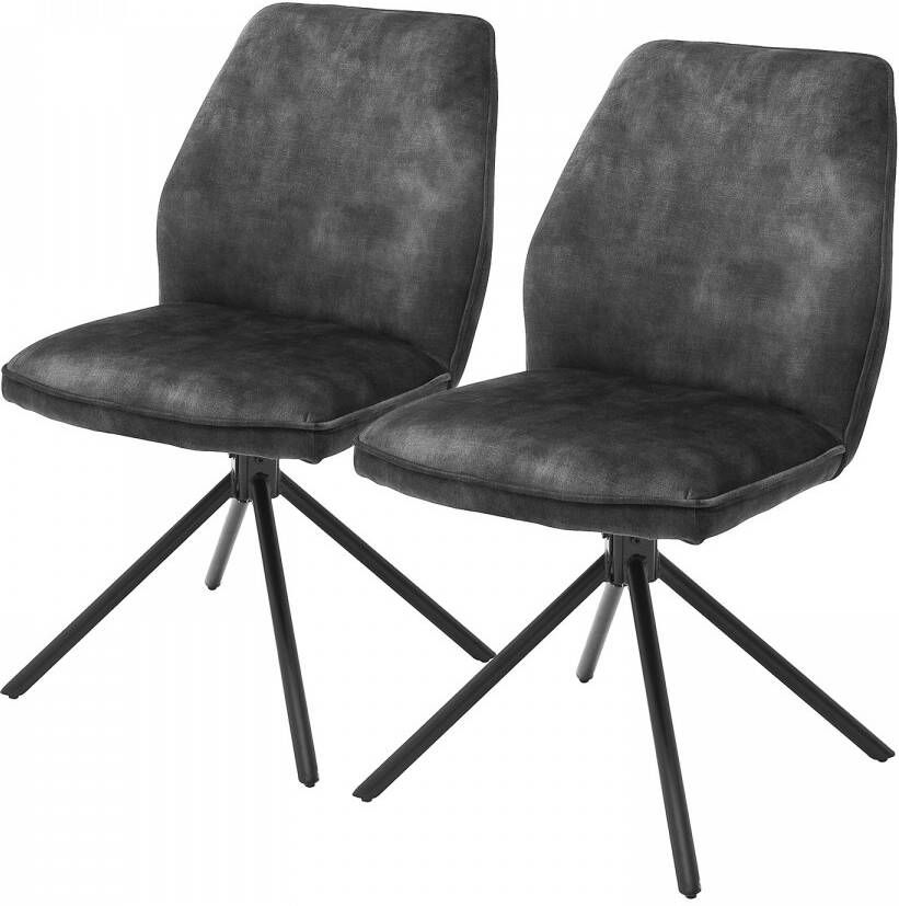 MCA furniture Eetkamerstoel OTTAWA Vintage suède-look met opstaande naad stoel belastbaar tot 120 kg (set 2 stuks)