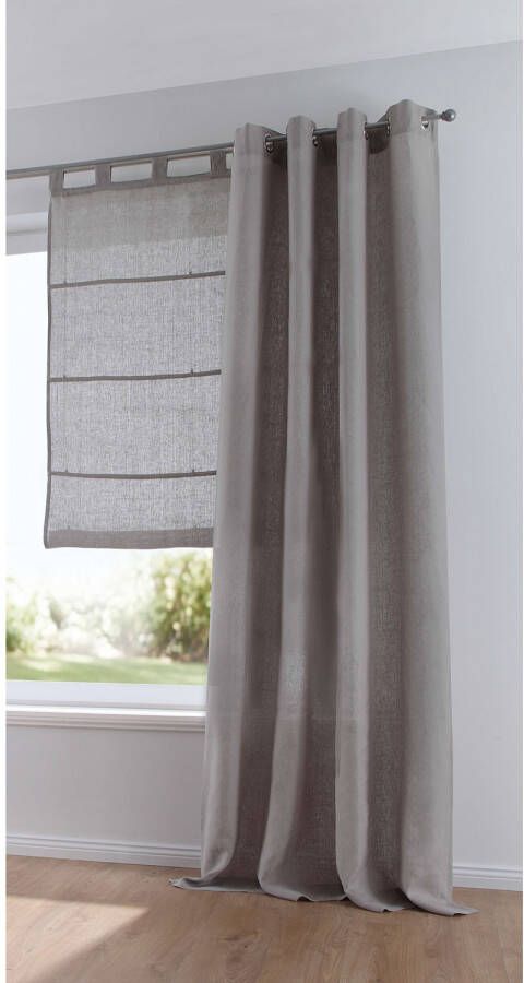 Kutti Gordijn Metis linnen ondoorzichtig natuurlijk linnen gordijn uni gemakkelijk in onderhoud basic (1 stuk) - Foto 3