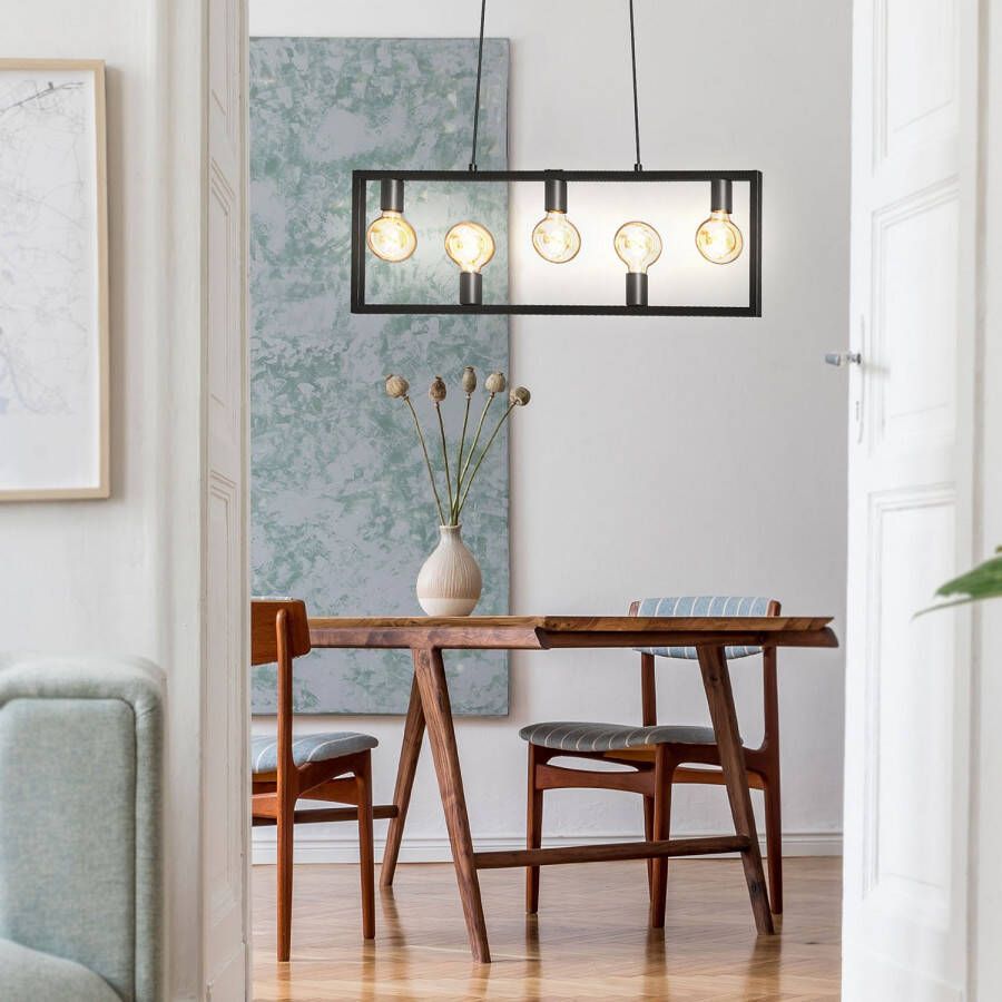 Briloner Leuchten Hanglamp KOTAK zwart e27 hangend metaal voor en (1 stuk)