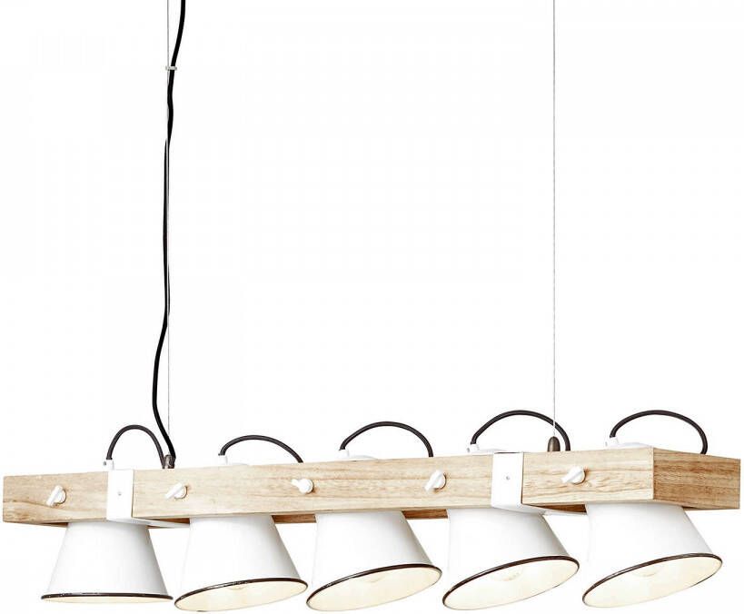 Brilliant Leuchten Hanglamp PLOW H 115 cm B 95 cm 5 x E27 draaibaar metaal hout wit hout licht - Foto 7