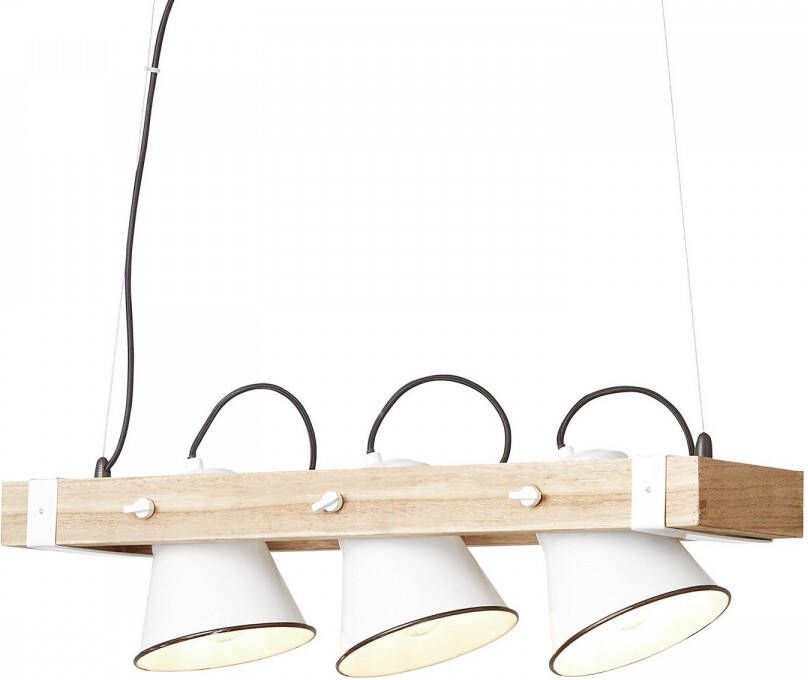 Brilliant Leuchten Hanglamp PLOW H 115 cm B 70 cm 3x E27 draaibaar metaal hout wit hout licht - Foto 8