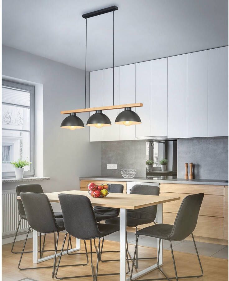 Briloner Leuchten Hanglamp 4046035 POLA 3-armig hout hanglamp max. 40 w excl. e27
