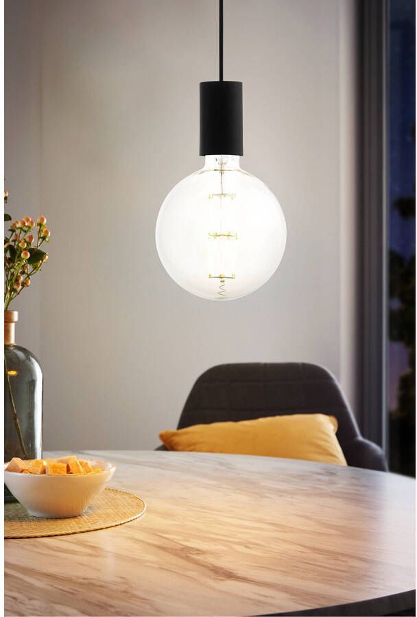 EGLO Hanglamp POZUETA snoerpendel hanglamp zwart staal eettafellamp E27 Snoerpendel hanglamp vintage van staal in zwart E27 Ø 12 5 cm (1 stuk) - Foto 7