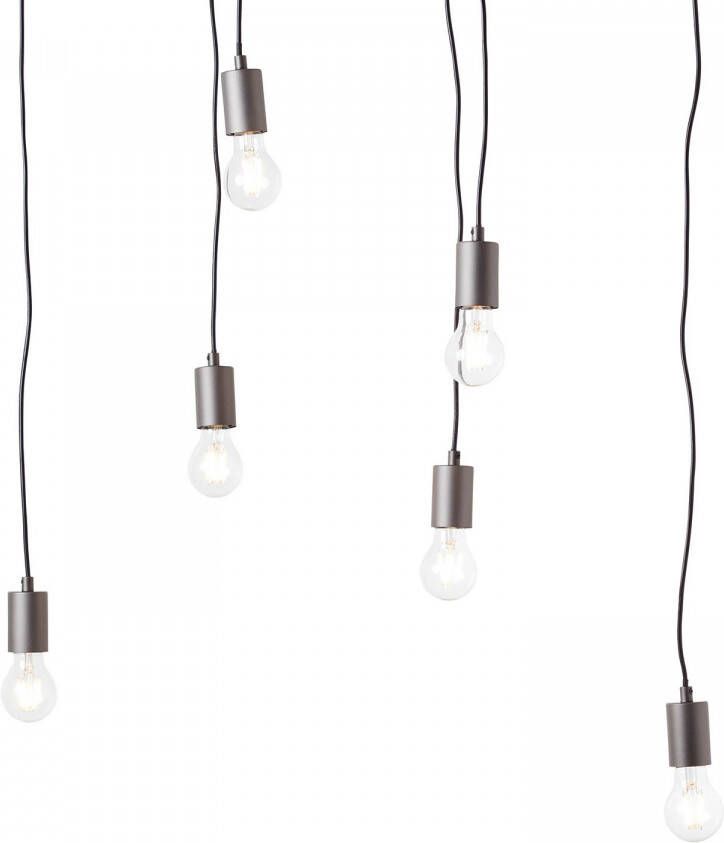 Brilliant Leuchten Hanglamp Rustiek Hanglamp 6 fittingen zwart houtkleur (1 stuk) - Foto 2