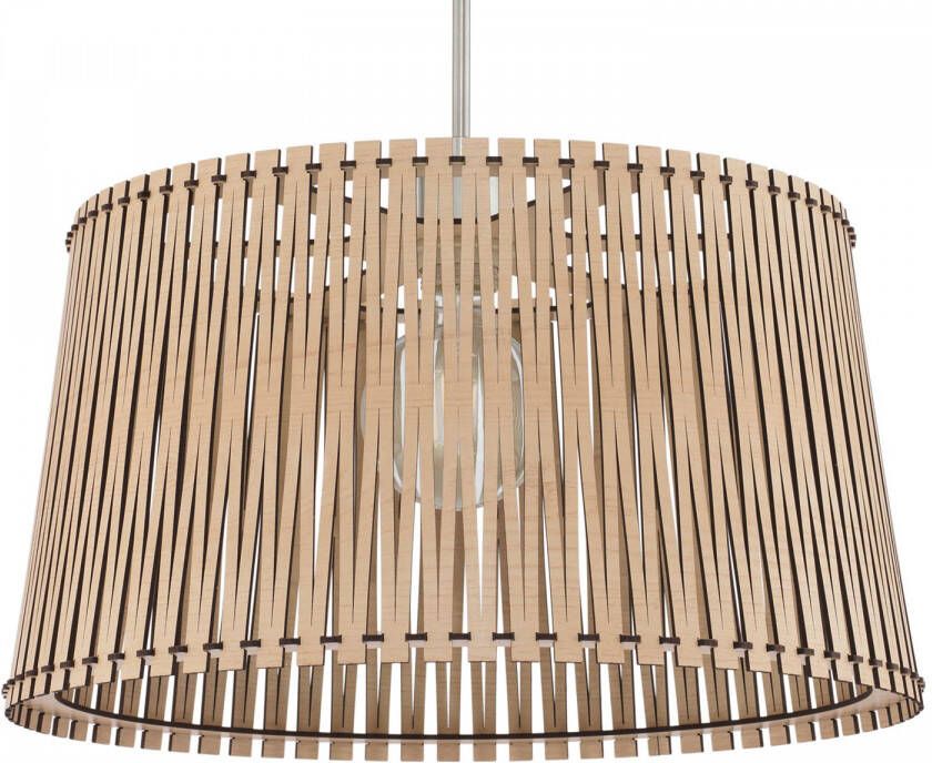 EGLO Hanglamp SENDERO Pendellampe Stahl und Holz E27 IP20 Wohnzimmerlampe Lampe Hanglamp staal in nikkel-mat hout in esdoorn natuur E27 Ø 45 cm (1 stuk) - Foto 2