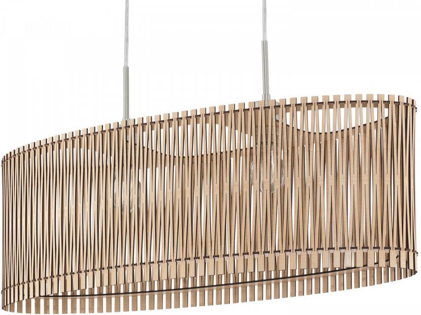 EGLO Hanglamp SENDERO Pendellampe Stahl und Holz E27 IP20 Wohnzimmerlampe Lampe Hanglamp staal in nikkel-mat hout in esdoorn natuur E27 77 5 cm (1 stuk) - Foto 7