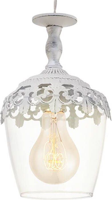 EGLO  Vintage - Hanglamp - 1 Lichts - Patina Wit - Helder Glas - Foto 2