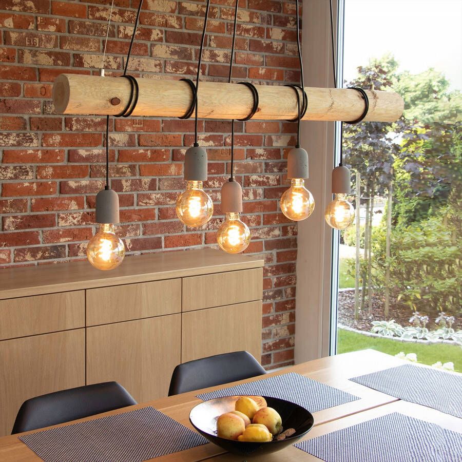 SPOT Light Hanglamp TRABO CONCRETE Hanglamp houten balk van grenenhout ø 8-12 cm echt beton