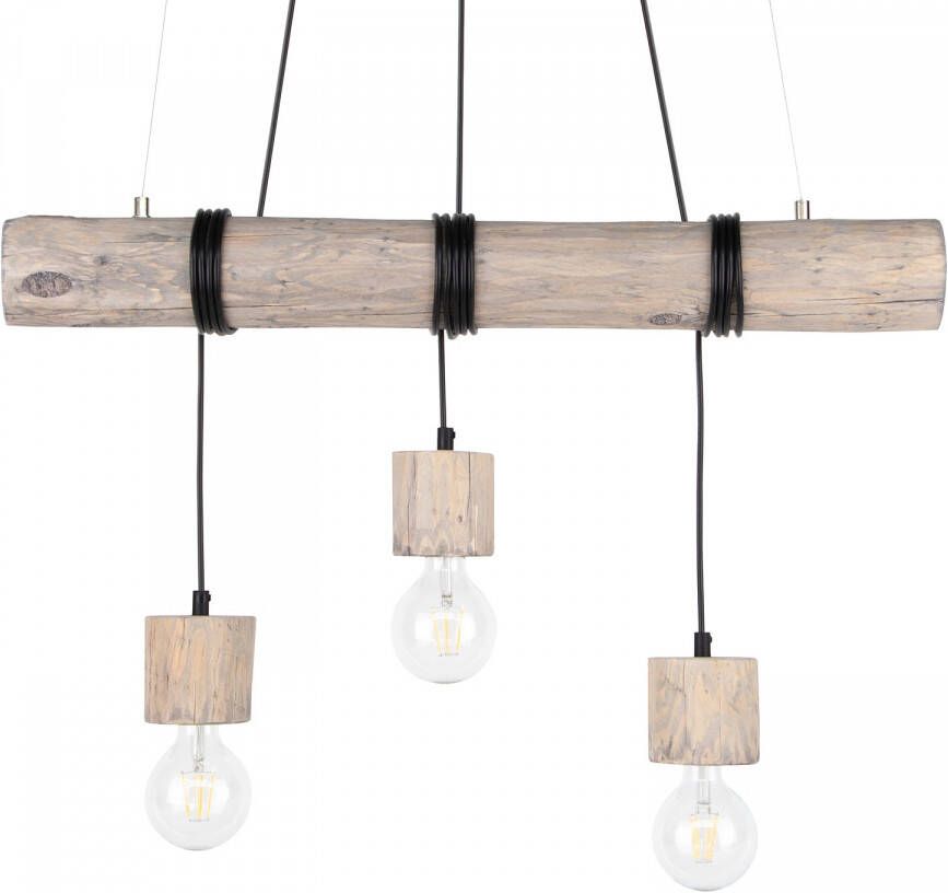 SPOT Light Hanglamp TRABO PINO Hanglamp houten balk van massief grenenhout hout grijs gebeitst