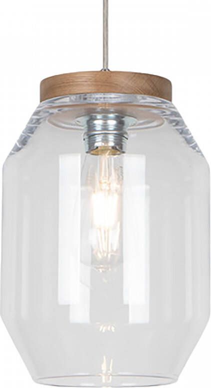 BRITOP LIGHTING Hanglamp VASO Natuurproduct van eikenhout duurzaam hoogwaardige glazen kap (1 stuk) - Foto 1