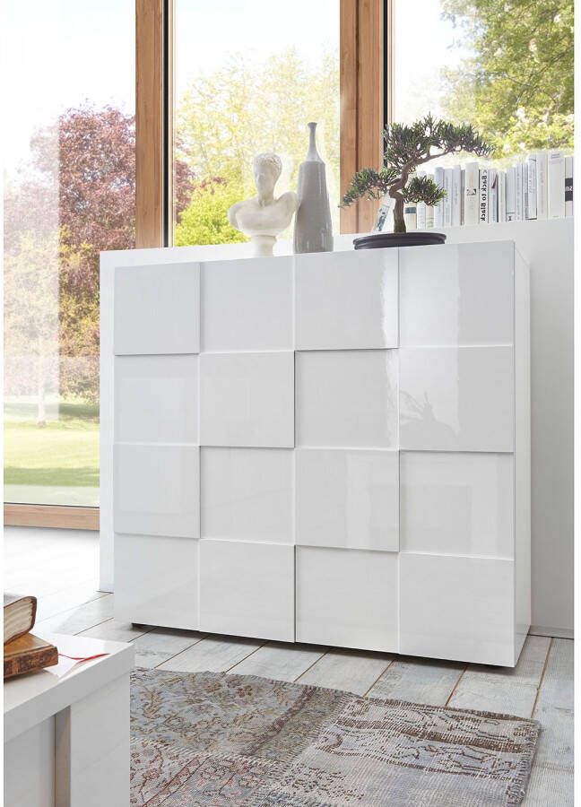 Vente-unique Buffetkast CALISTO 2 deuren Witgelakt L 121 cm x H 111 cm x D 42 cm - Foto 4