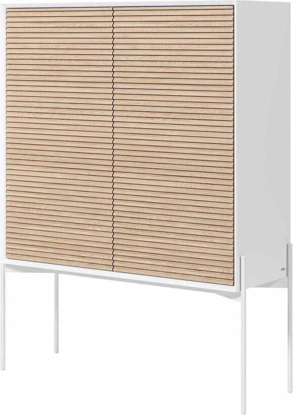 Kave Home Marielle 2-deurs dressoir van gelakt essenfineer en wit metaal 107 x 140 cm - Foto 4