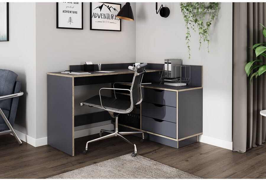 ByLIVING Hoekbureau Bern met veel opbergruimte breedte 129 cm rechts of links monteerbaar