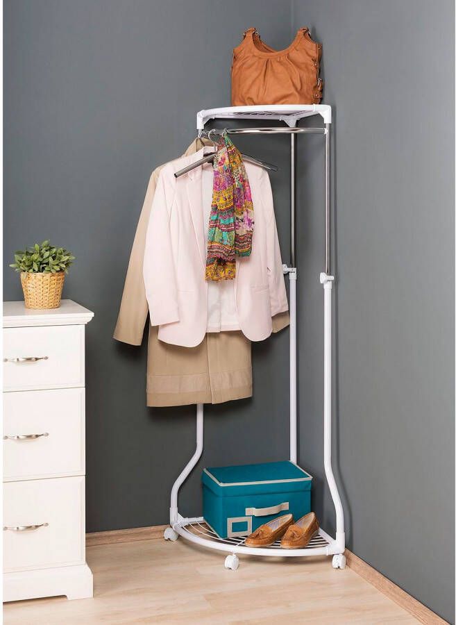 Wenko Kledingrek Pointy 70 X 112-166 X 55 Cm Rvs Wit zilver