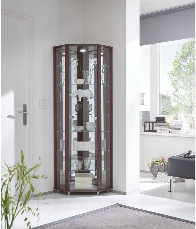 Fif möbel Hoekvitrinekast TRIO Hoekvitrine Glasvitrine 1x Glazen deur perfect voor verzamelaars verzamelvitrine - Foto 1