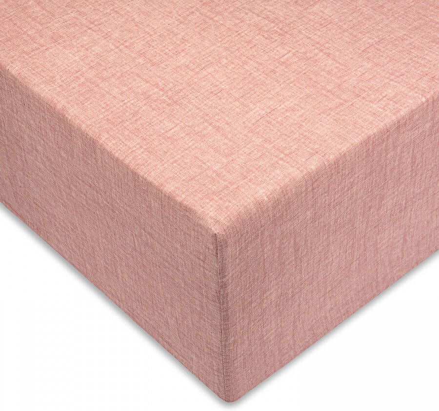 Zo!Home Zo Home Lino Hoeslaken Katoen Linnen Look 35 Hoek old rose